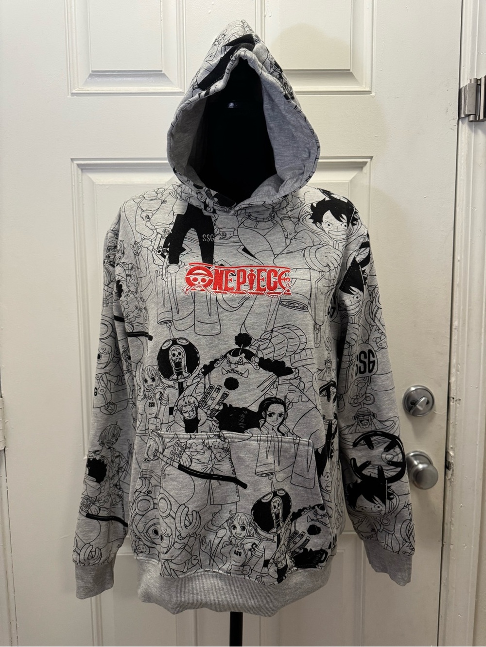 Onepiece Grey Graphic Crewneck Sweatshirt with Red Logo